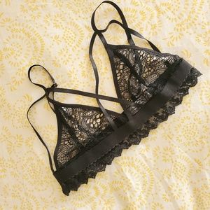 Strappy Lace Bralette Black Triangle Adjustable sexy lacy racy
